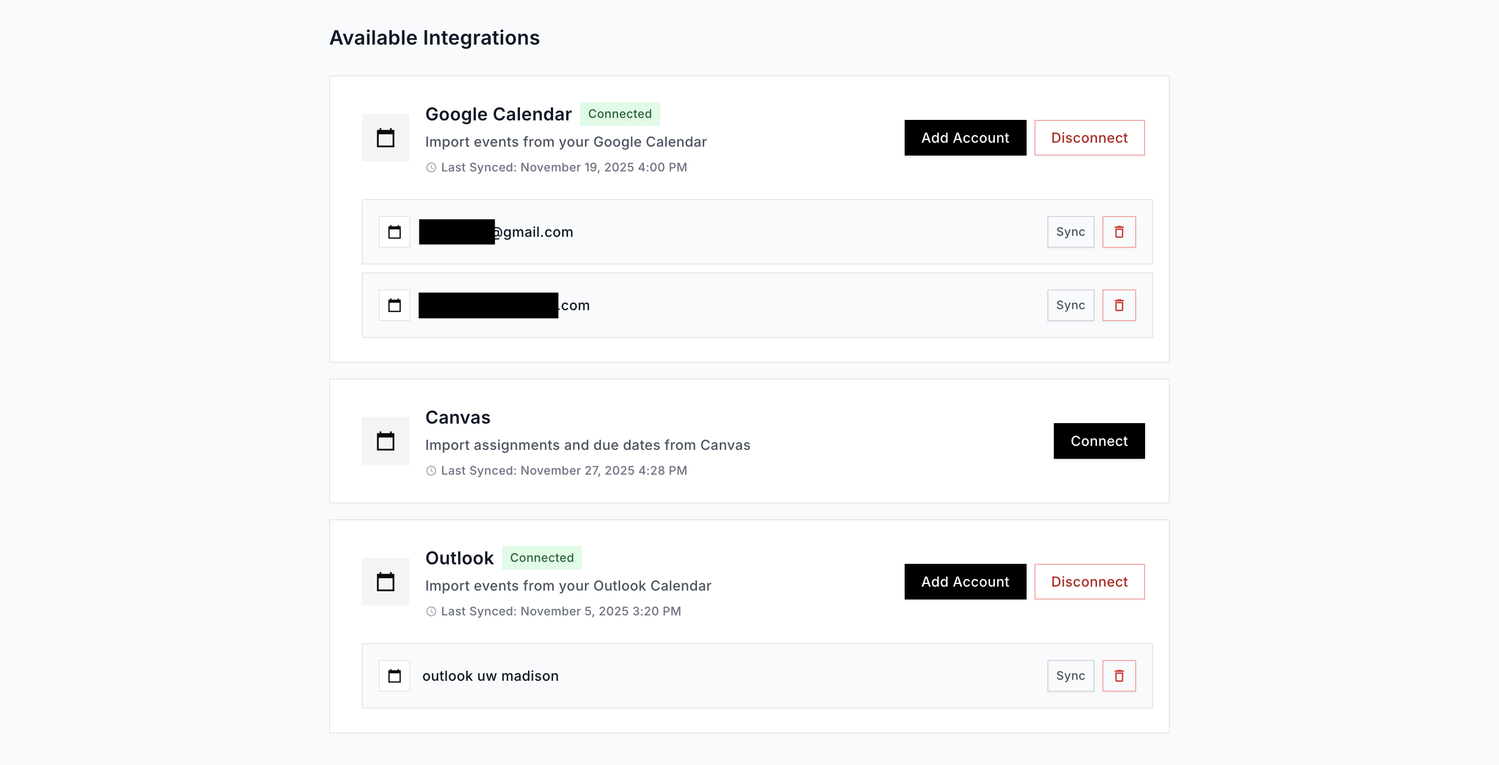 Calender Integrations